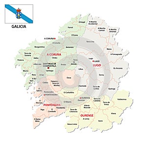 Galicia administrative and political vector map, spain