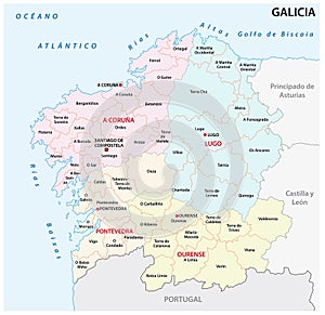 Galicia administrative and political vector map, spain photo