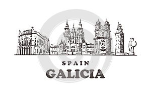 Galicia sketch skyline. Galicia, Spain hand drawn illustration photo
