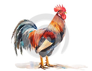 Galician rooster. Symbol of France. Isolated illustration on white background. photo