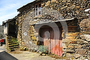 Galician rural architecture, stone house in the village of As Eiras, Orense province, Spain photo