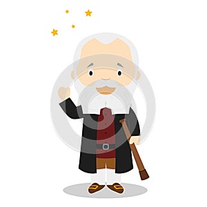 Galileo Galilei cartoon character. Vector Illustration. photo