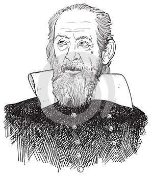 Galileo Galilei cartoon portrait, vector