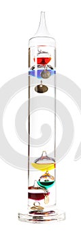 Galileo thermometer on the white