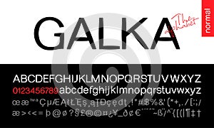 Galka Bold Sans Serif Font. Stylized modern alphabet