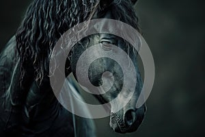 Gallant Black horse banner. Generate Ai photo