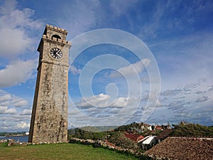 Galle fort ancient clock tower and clear sky