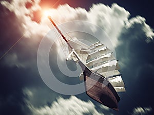 Galleon floating on Clouds