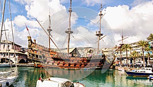 Galleon moored at port