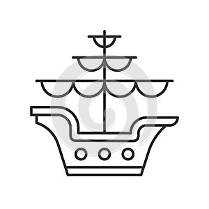 Galleon outline vector icon on white background