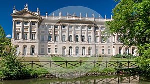 Galleria d'Arte Moderna timelapse in Milan, Italy, View from Giardini Di Villa Reale Comunale.