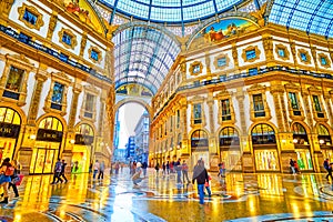 Galleria Vittorio Emanuele II in Milan is one of the most famous shopping galleries in Italy