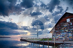 Gallery on Anderson Dock in Ephraim, WI at Sunset