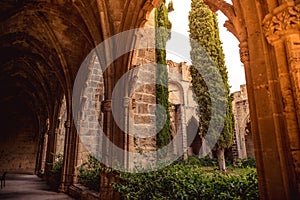 Gallery in Bellapais Abbey. Kyrenia district, Cyprus