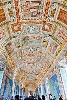 Gallery ceiling at the Vatican Museum in the Vatican City, Rome, Italy