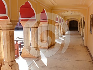 Gallery at Chandra Mahal in Jaipur City Palace, Rajasthan, India