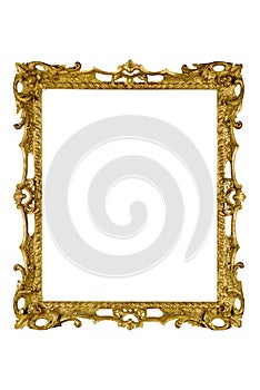 Gallery frame golden detail antique decorative baroque template isolated white