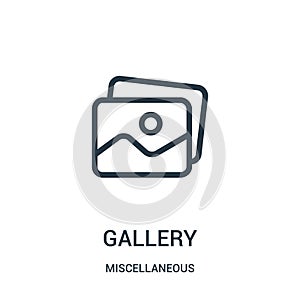 gallery icon vector from miscellaneous collection. Thin line gallery outline icon vector illustration. Linear symbol for use on