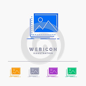 gallery, image, landscape, nature, photo 5 Color Glyph Web Icon Template isolated on white. Vector illustration