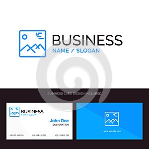 Gallery, Image, Picture, Canada Blue Business logo and Business Card Template. Front and Back Design
