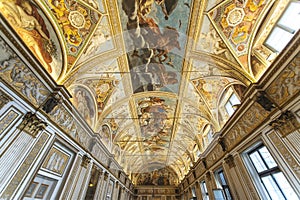 Gallery inside the Ducal palace, Mantova, Italy
