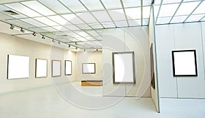 Gallery interior with many empty frame