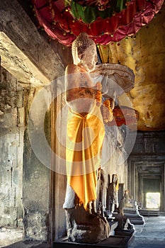 Gallery of thousands Buddhas in Angkor Wat. Siem Reap. Cambodia