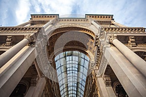 Gallery Vittorio Emanuele II in square of Duomo in Milan, Italy