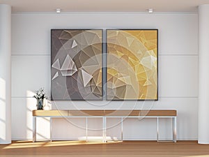 Gallery wall modern interior - 3D rendering