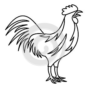 Gallic rooster icon, outline style