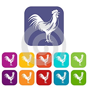 Gallic rooster icons set