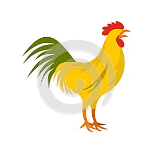 Gallic rooster, symbol of France icon, flat style