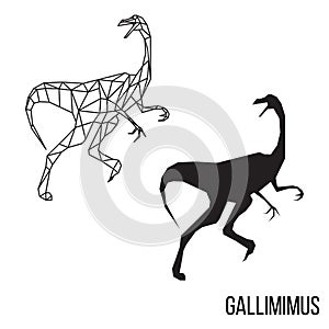 Gallimimus silhouette polygonal illustration