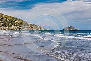 Gallinara Island and Town of Alassio in Italy