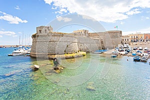 Gallipoli, Apulia - MAY 2017 - View from the seaport towards the