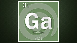 Gallium chemical element symbol on dark green abstract background