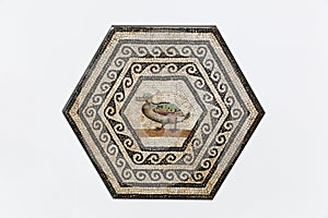 Gallo roman mosaic on a wall in Saint Romain en Gal photo