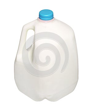 Gallon Milk Bottle with blue Cap on White