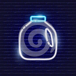 Gallon of milk neon icon. Glowing Vector illustration icon for mobile, web and menu design. Food concept
