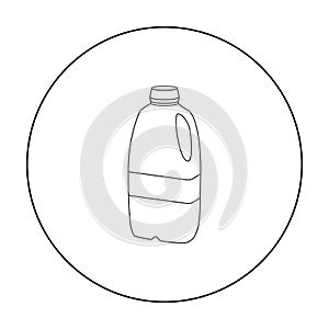 Gallon plastic milk bottle icon in outline style isolated on white background. Milk product and sweet symbol stock