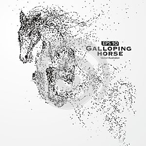 Galloping horse,Many particles,sketch,vector illustration,The moral development and progress.