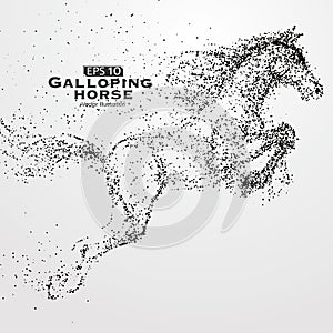 Galloping horse,Many particles,sketch,vector illustration,The moral development and progress.