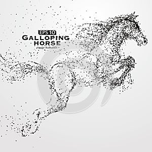 Galloping horse,Many particles,sketch,vector illustration,The moral development and progress. photo