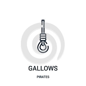 gallows icon vector from pirates collection. Thin line gallows outline icon vector illustration. Linear symbol for use on web and