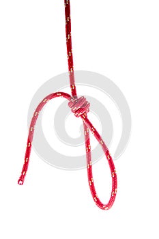 Gallows, red rope with knot