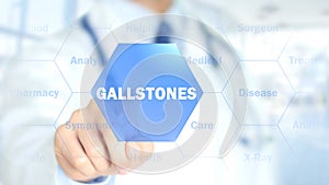 Gallstones, Doctor working on holographic interface, Motion Graphics