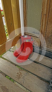 Galoshes on the porch