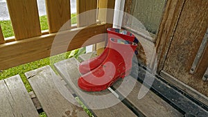 Galoshes on the porch