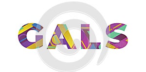 Gals Concept Retro Colorful Word Art Illustration