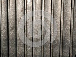 Galvanised sheet steel garden fence close up shot